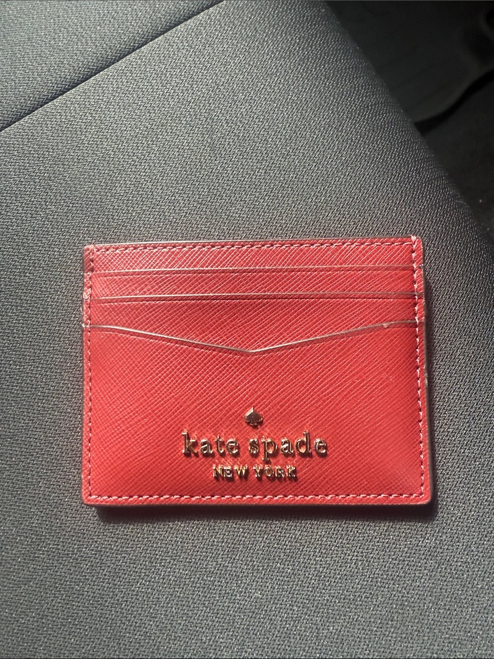 kate spade Red Slim Card Case with Gold Logo